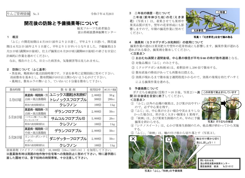 thumbnail of R7.04.28りんご管理情報No3(開花後防除)