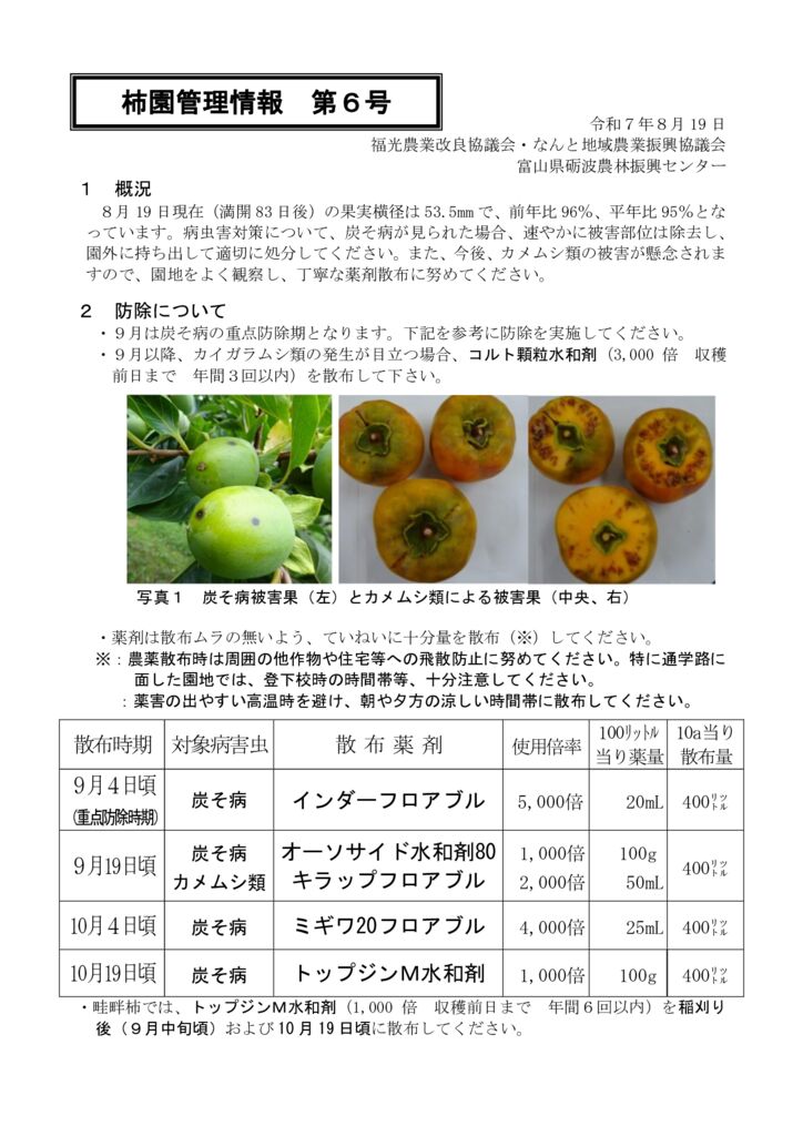 thumbnail of R7.08.20柿管理情報6号